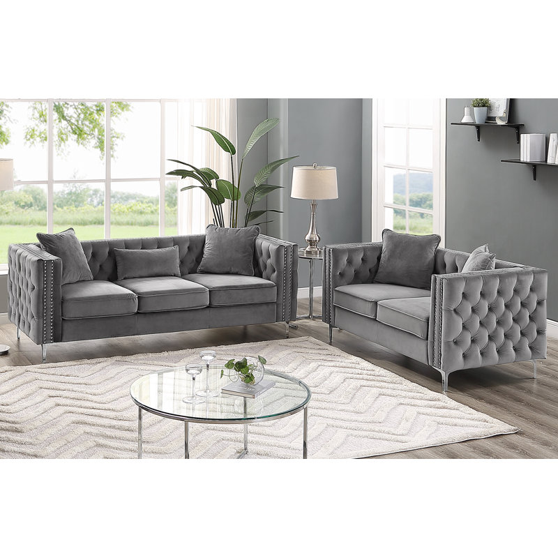 Rosdorf Park Marvine 2 Piece Velvet Living Room Set & Reviews Wayfair